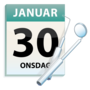 Illustrasjon av kalender og tannlegeutstyr